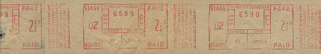 Ticket stub, fare to Edinburgh